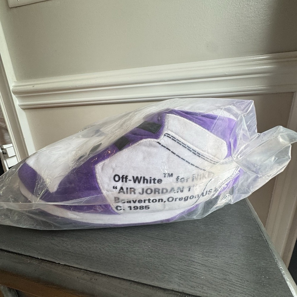 AJ 1 Off White Prple OrangeRetro Lo Hi Top Unisex Trainer Sneaker Slippers 36-44 - Picture 2 of 4